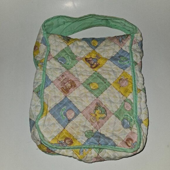 VTG Cabbage Patch Kids CPK Quilted Cloth Diaper Bag 1983 Green Yellow READ - Picture 7 of 13